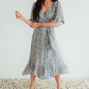 Midi floral wrap dress